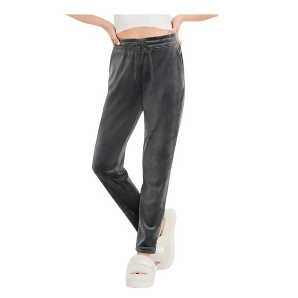 UGG Hayden Fleece Jogger Pants Dark Gray Velour Soft Loungewear Womens Medium - Picture 2 of 13
